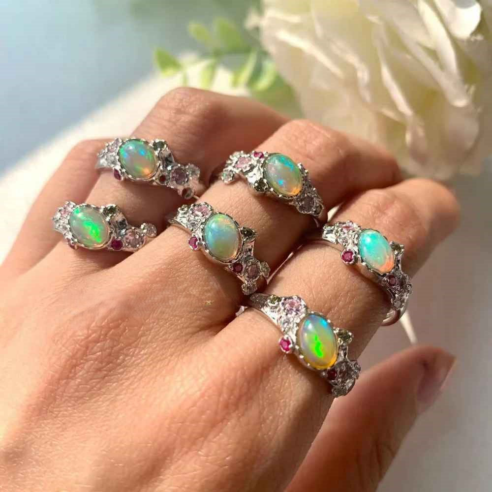 Silver Ethiopian Opal Ring